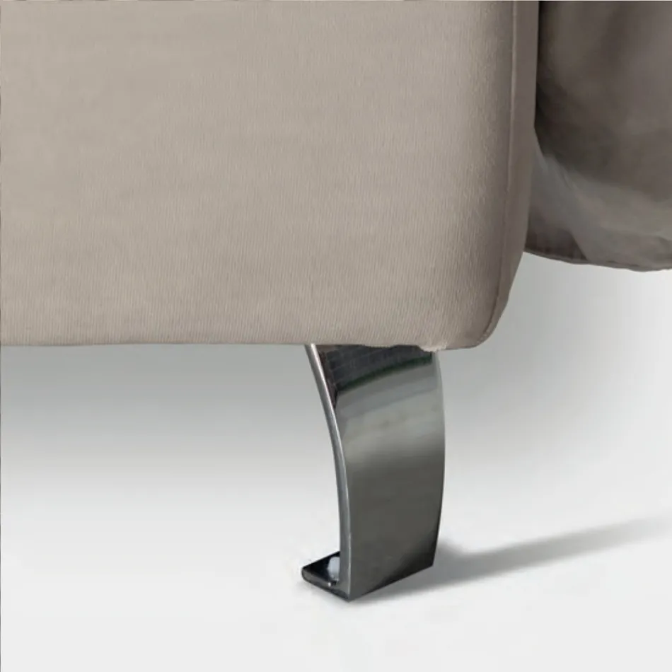 Łóżko podwójne 160x190 z 2 miękkimi poduszkami w zagłówku - Tramonti Viadurini