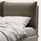 Łóżko podwójne 160x190 z 2 miękkimi poduszkami w zagłówku - Tramonti Viadurini