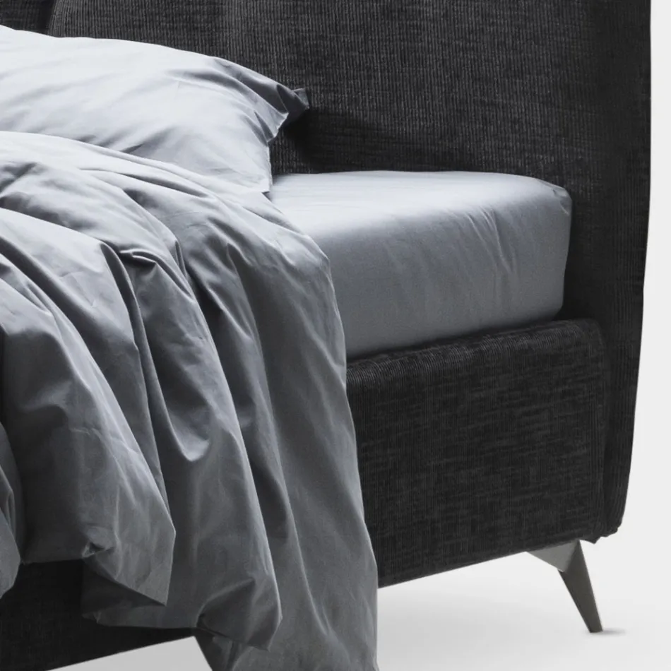 Łóżko podwójne 160x190 z pionowymi tłoczonymi sznurkami - Maska Viadurini