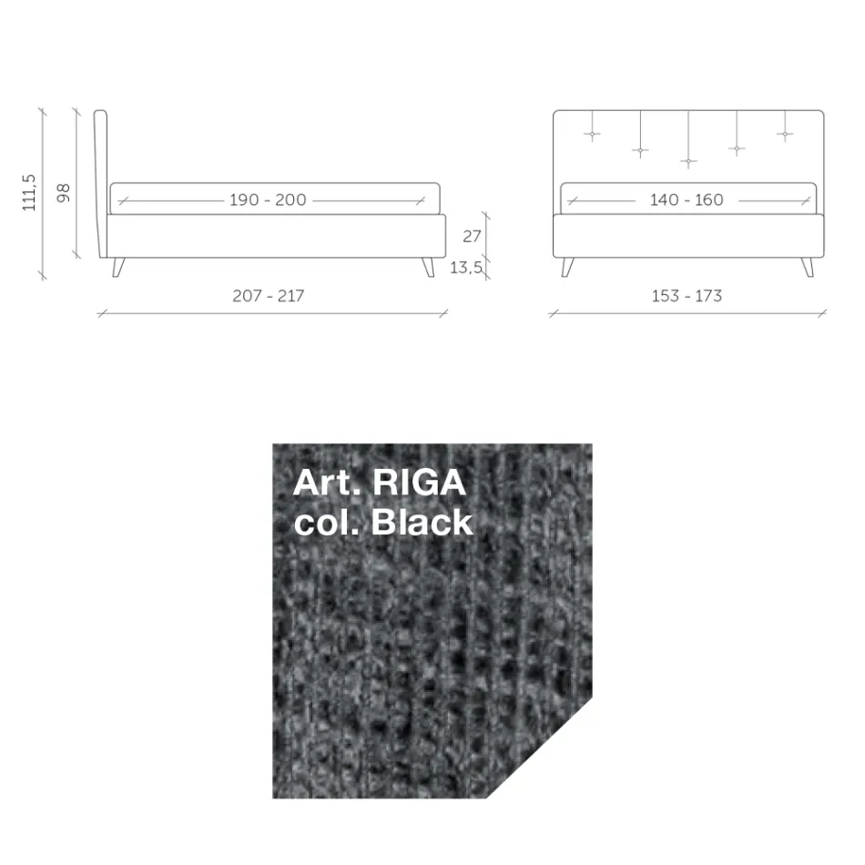 Łóżko podwójne 160x190 z pionowymi tłoczonymi sznurkami - Maska Viadurini