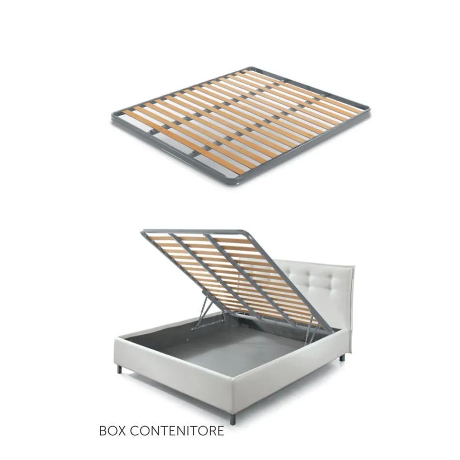 Łóżko podwójne 160x190 z poduszkami otulającymi cały zagłówek - Charme Viadurini