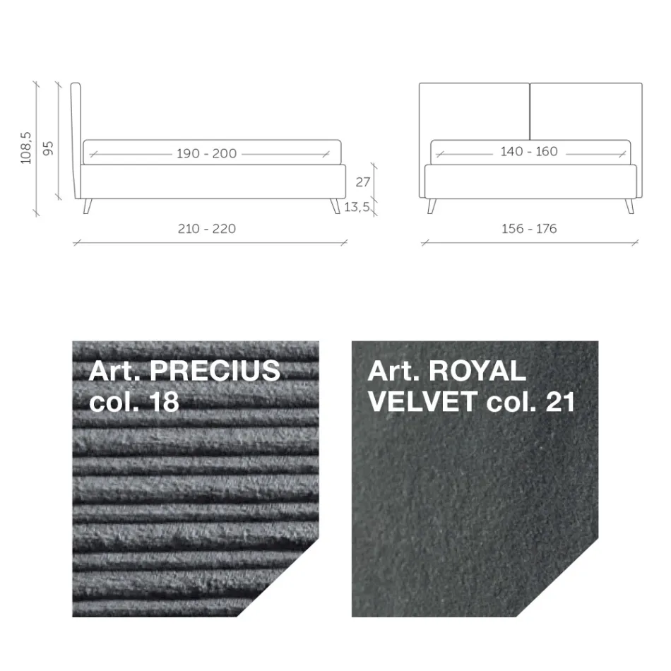 Łóżko podwójne 160x190 z wypełnieniem w kształcie poduszki - Brezze Viadurini