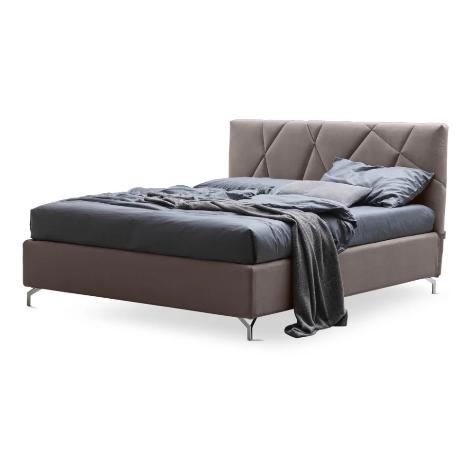 Łóżko podwójne 160x190 z pikowaniem geometrycznym - Ciottolino Viadurini