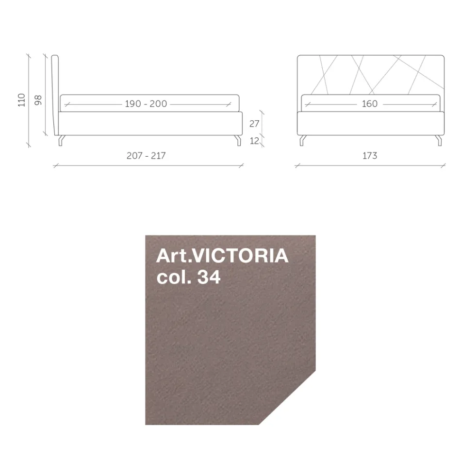 Łóżko podwójne 160x190 z pikowaniem geometrycznym - Ciottolino Viadurini
