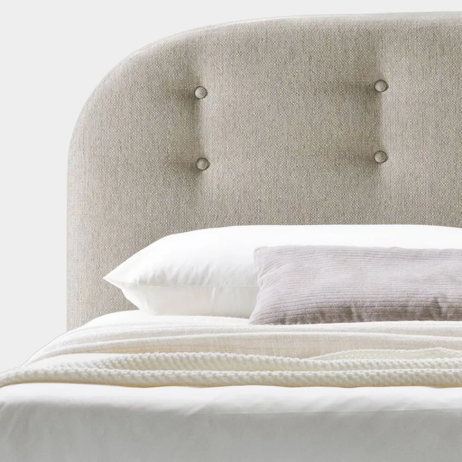 Łóżko podwójne 160x190 z zakrzywionymi liniami i guzikami Made in Italy - Oriente Viadurini