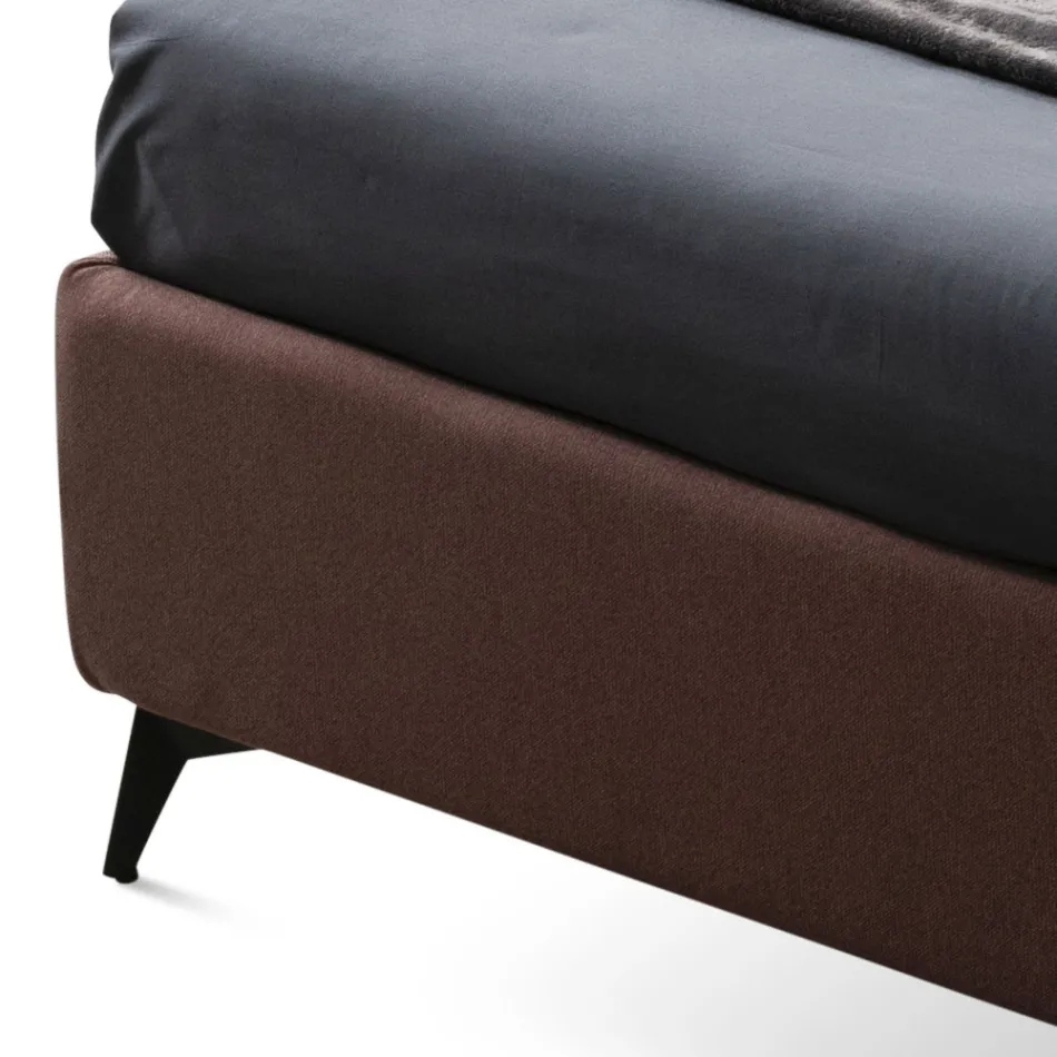 Łóżko podwójne 160x190 z zakrzywionymi liniami i podwójnym pikowanym pasem - Gioie Viadurini