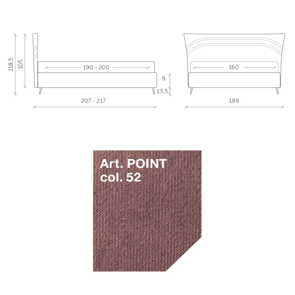 Łóżko podwójne 160x190 z zakrzywionymi liniami i podwójnym pikowanym pasem - Gioie Viadurini