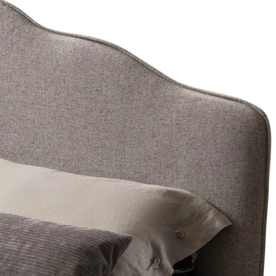 Łóżko podwójne 160x190 z falbaną na wezgłowiu Made in Italy - Rest Viadurini