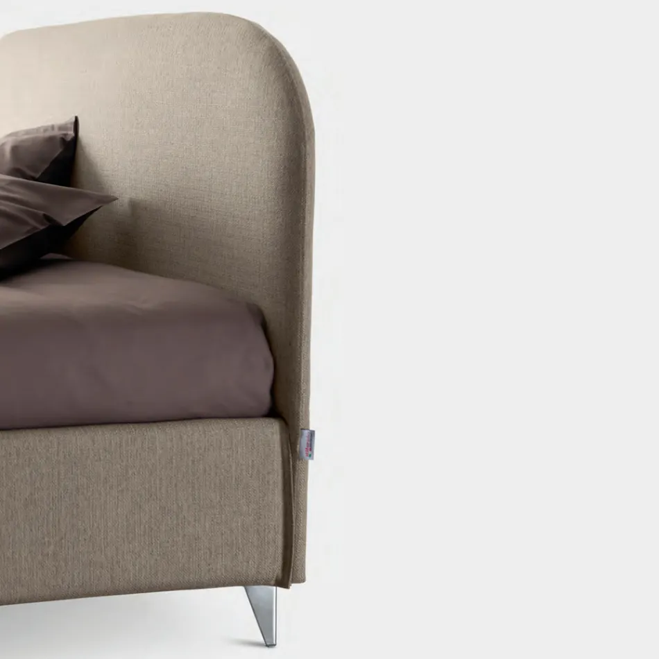 Łóżko podwójne 160x190 z zagłówkiem w kształcie łuku Made in Italy - Oriente Viadurini