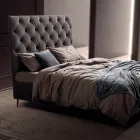 Łóżko podwójne 160x190 z wysokim i pikowanym zagłówkiem Made in Italy - Sallie Viadurini