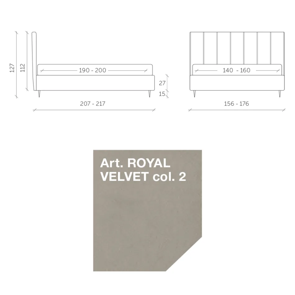 Łóżko podwójne 160x190 z pikowaniem i szerokimi pionowymi pasami - Magan Viadurini