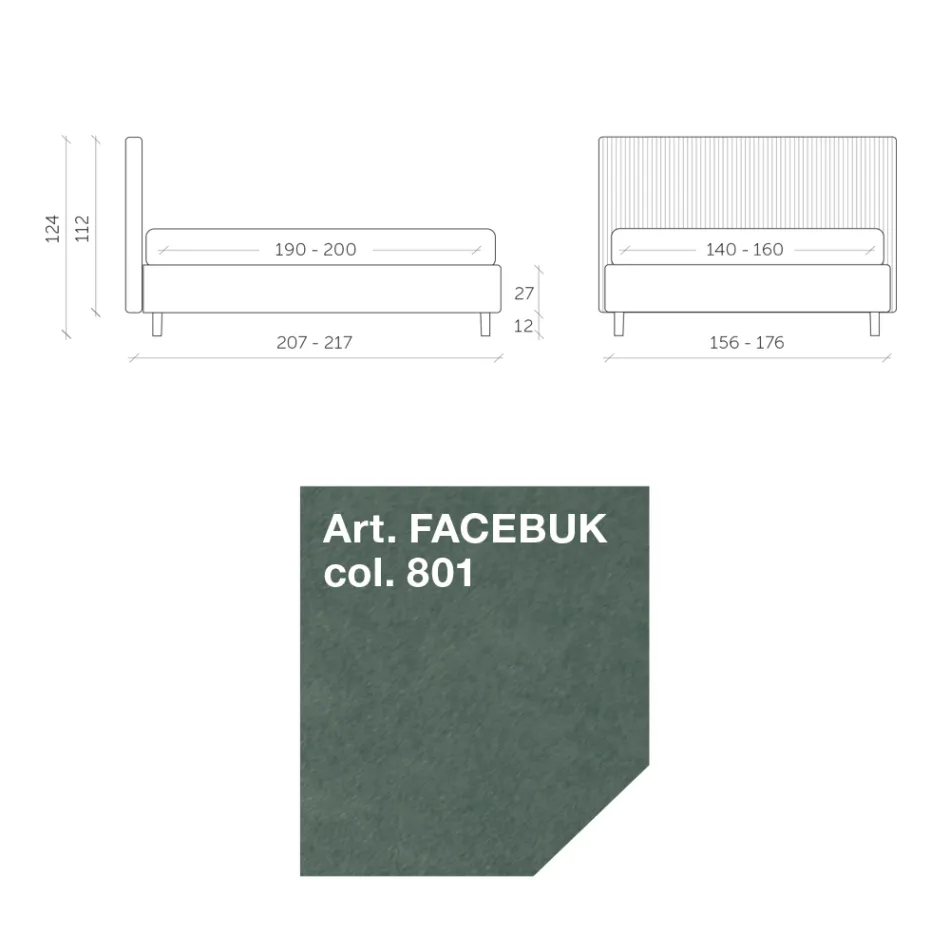 Łóżko podwójne 160x190 z pikowaniem w wąskie paski w wielu kolorach - Meduse Viadurini