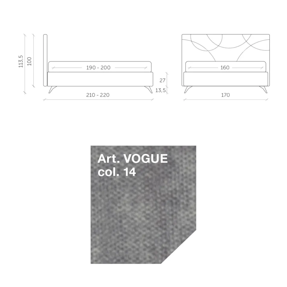 Łóżko podwójne 160x190 z pikowaniem w kształcie krzyża - Słonecznik Viadurini