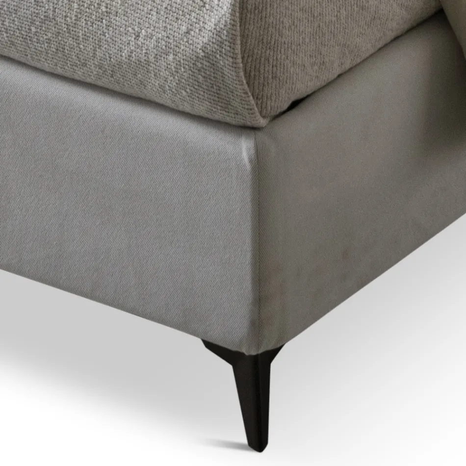 Łóżko podwójne 160x190 w tkaninie z metalowymi nóżkami Made in Italy - Dreams Viadurini