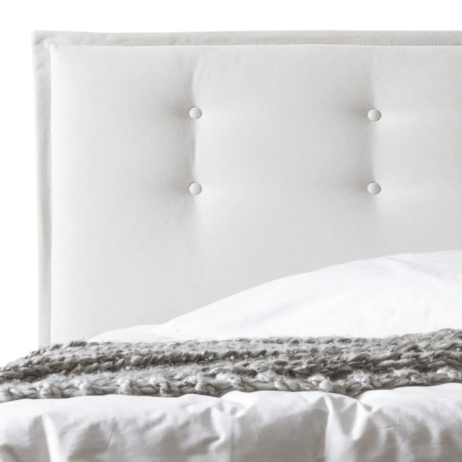 Łóżko podwójne 160x190 w tkaninie z zagłówkiem i guzikami Made in Italy - Dreams Viadurini