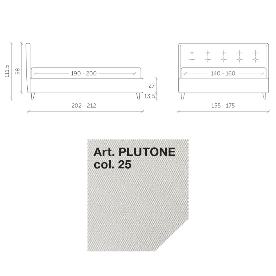 Łóżko podwójne 160x190 w tkaninie z zagłówkiem i guzikami Made in Italy - Dreams Viadurini