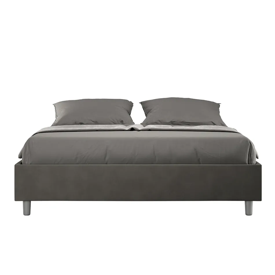 Łóżko podwójne 160x200 cm pokryte mikrofibrą Wyprodukowano we Włoszech - Athlete Viadurini