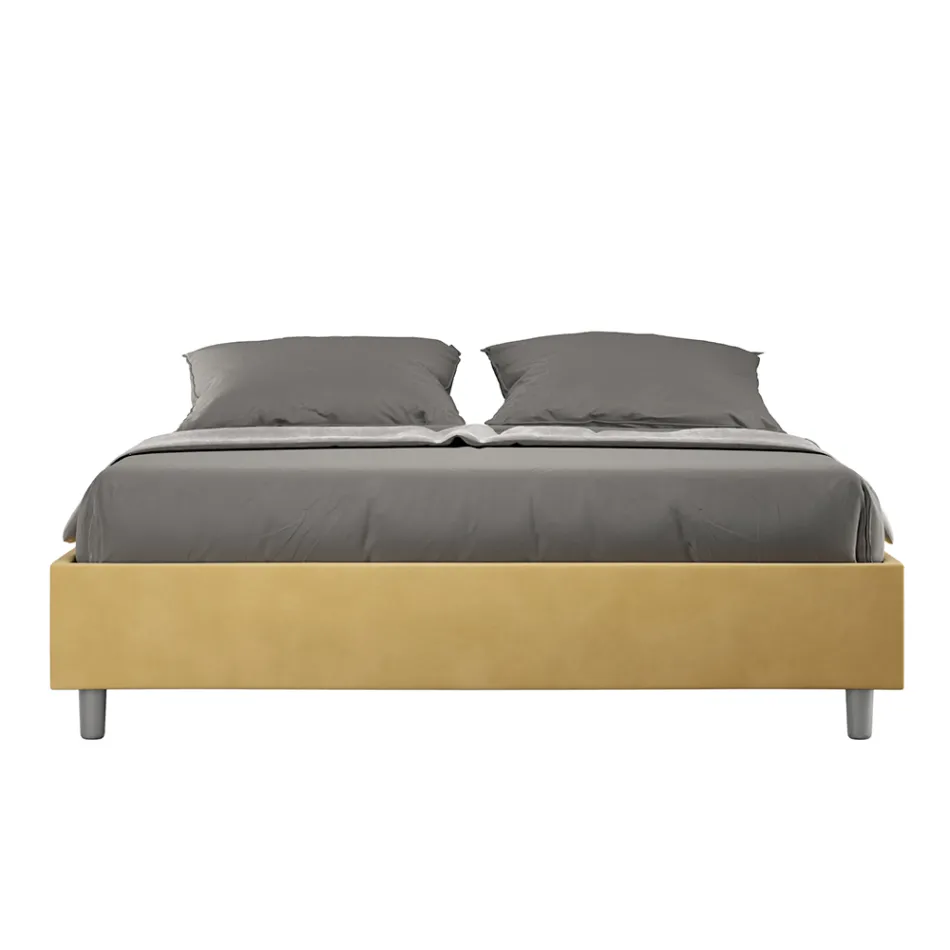 Łóżko podwójne 160x200 cm pokryte mikrofibrą Wyprodukowano we Włoszech - Athlete Viadurini