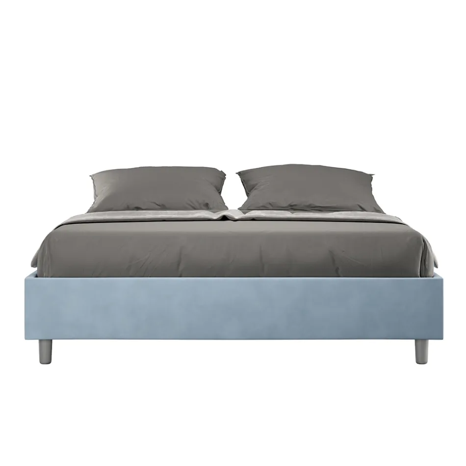 Łóżko podwójne 160x200 cm pokryte mikrofibrą Wyprodukowano we Włoszech - Athlete Viadurini