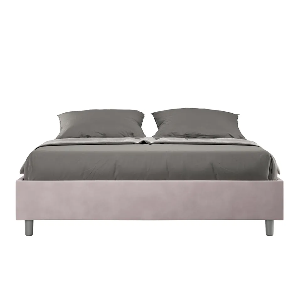 Łóżko podwójne 160x200 cm pokryte mikrofibrą Wyprodukowano we Włoszech - Athlete Viadurini