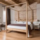 Łóżko podwójne 160x200 z baldachimem z litego drewna tekowego – akwarela Viadurini