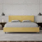 Łóżko podwójne 180x200 cm z zagłówkiem z mikrofibry Made in Italy - Pallone Viadurini