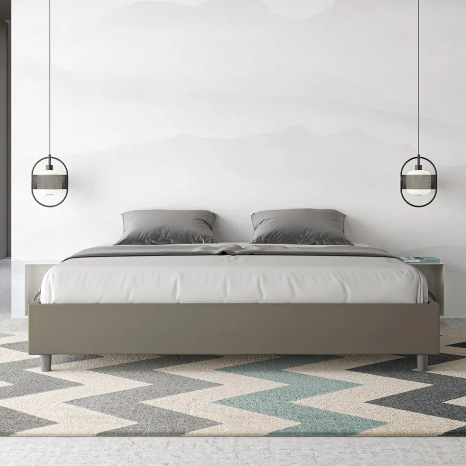 Łóżko podwójne 180x200 cm tapicerowane sztuczną skórą Wyprodukowano we Włoszech - Athlete Viadurini