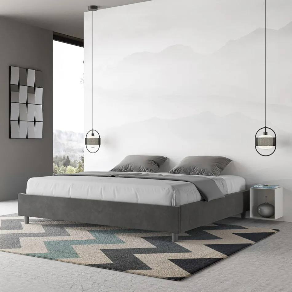 Łóżko podwójne 190x200 cm pokryte mikrofibrą Wyprodukowano we Włoszech - Athlete Viadurini