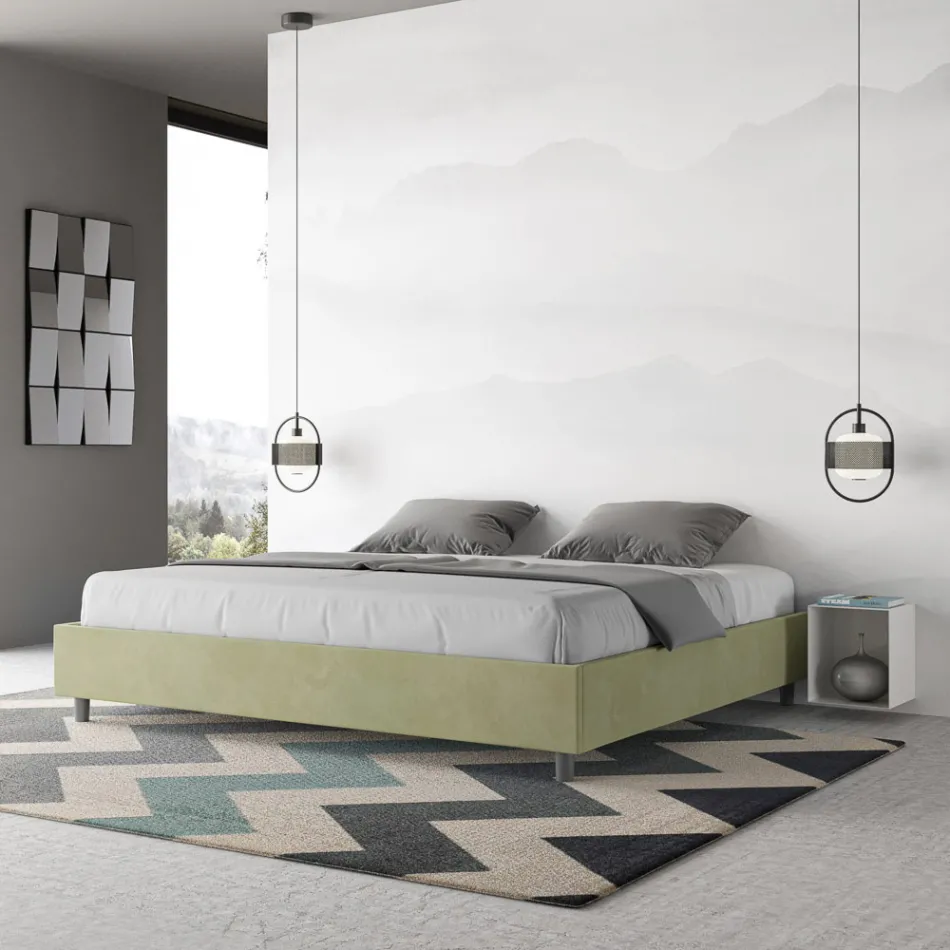 Łóżko podwójne 190x200 cm pokryte mikrofibrą Wyprodukowano we Włoszech - Athlete Viadurini