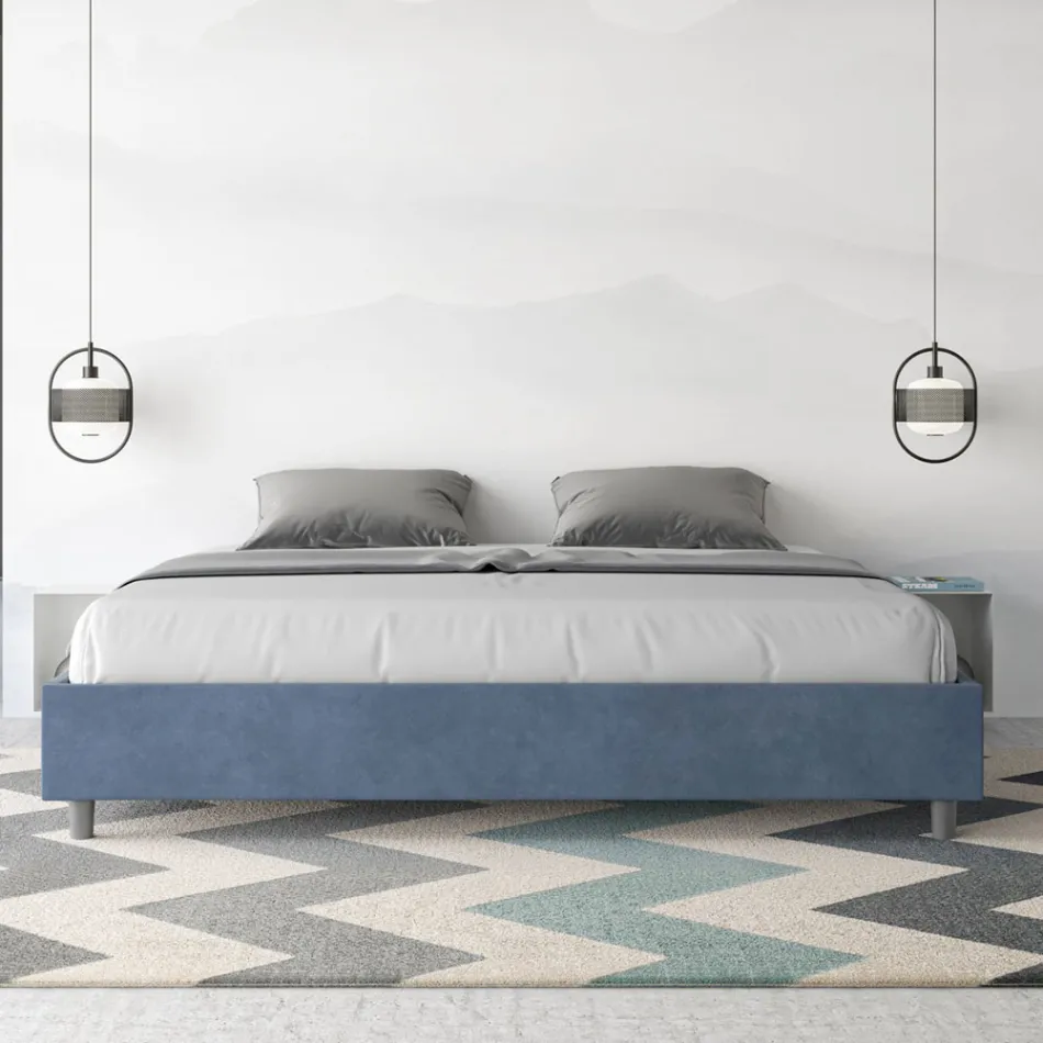 Łóżko podwójne 190x200 cm pokryte mikrofibrą Wyprodukowano we Włoszech - Athlete Viadurini