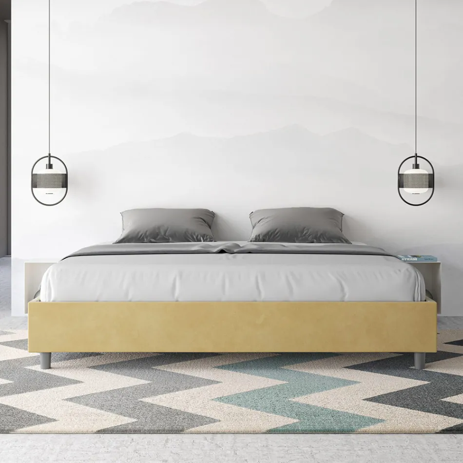 Łóżko podwójne 190x200 cm pokryte mikrofibrą Wyprodukowano we Włoszech - Athlete Viadurini