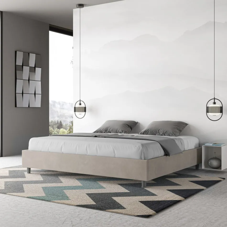 Łóżko podwójne 200x200 cm pokryte mikrofibrą Wyprodukowano we Włoszech - Athlete Viadurini