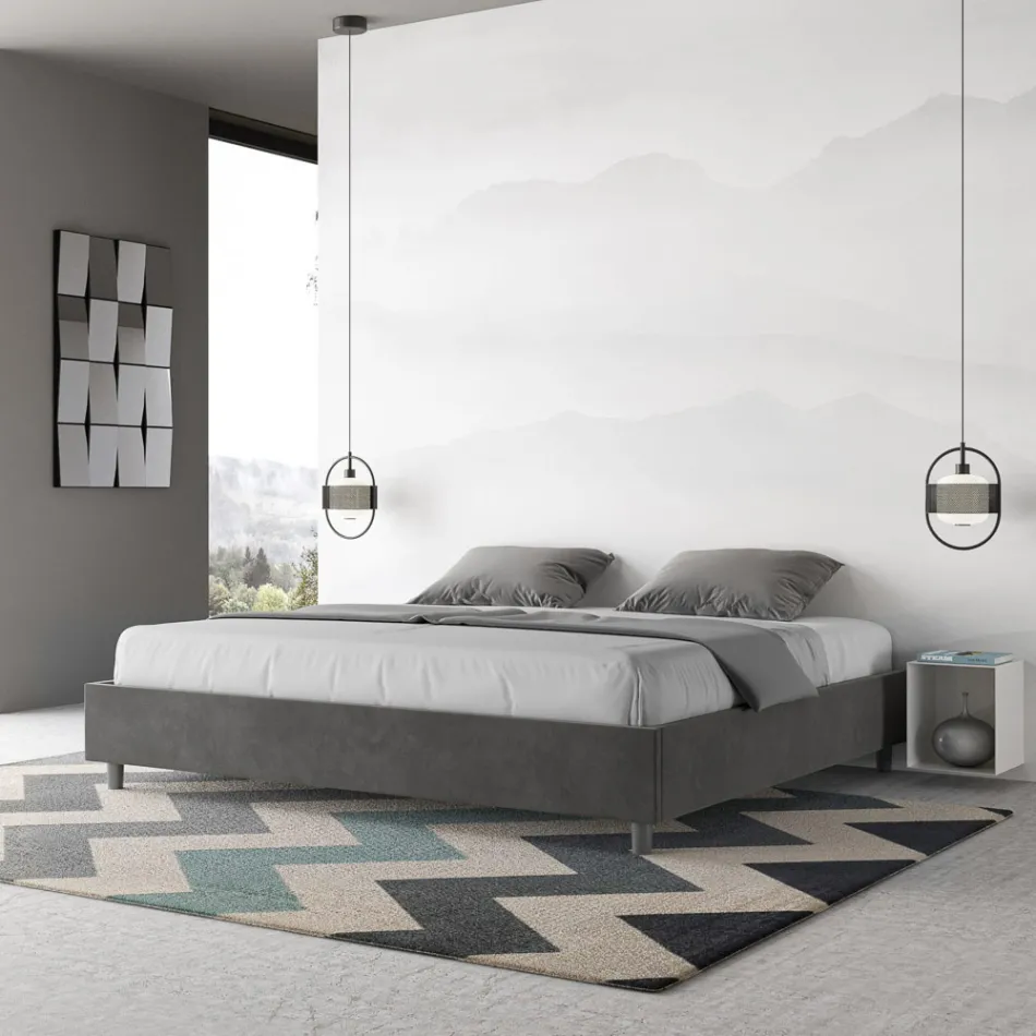 Łóżko podwójne 200x200 cm pokryte mikrofibrą Wyprodukowano we Włoszech - Athlete Viadurini