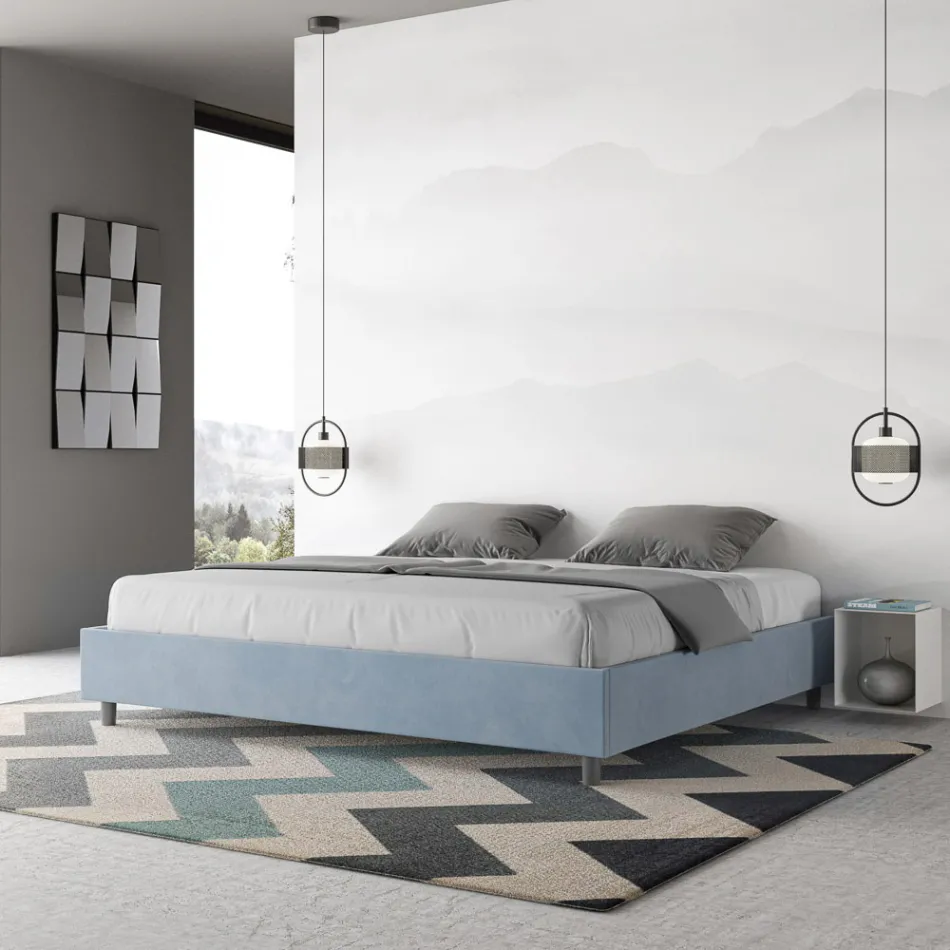 Łóżko podwójne 200x200 cm pokryte mikrofibrą Wyprodukowano we Włoszech - Athlete Viadurini