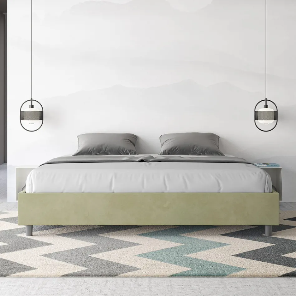 Łóżko podwójne 200x200 cm pokryte mikrofibrą Wyprodukowano we Włoszech - Athlete Viadurini