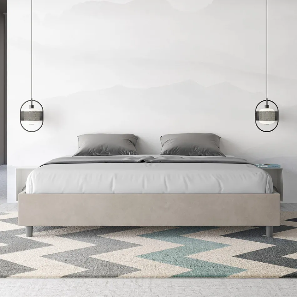 Łóżko podwójne 200x200 cm pokryte mikrofibrą Wyprodukowano we Włoszech - Athlete Viadurini