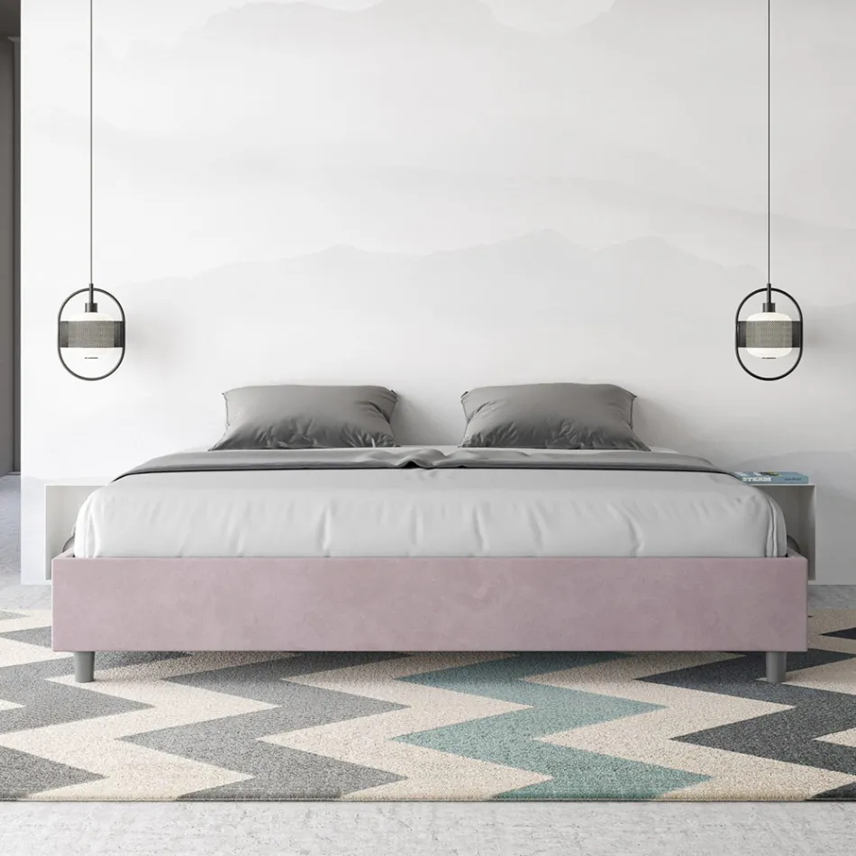 Łóżko podwójne 200x200 cm pokryte mikrofibrą Wyprodukowano we Włoszech - Athlete Viadurini