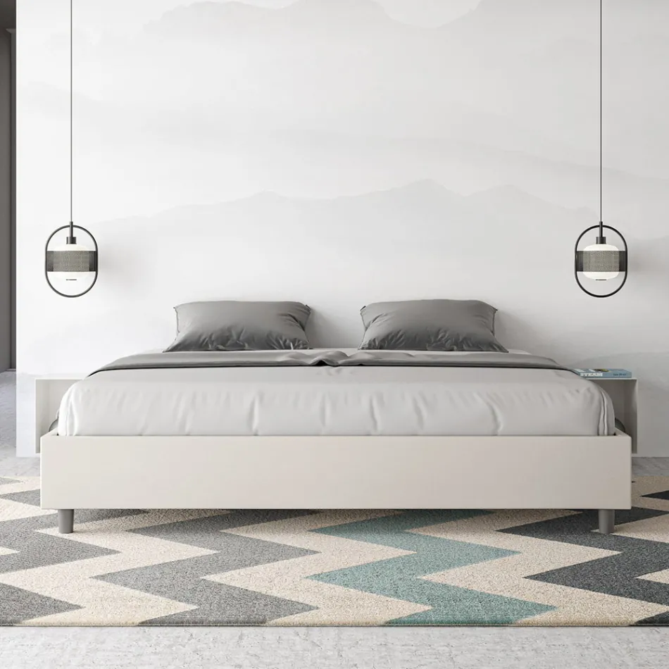 Łóżko podwójne 200x200 cm tapicerowane sztuczną skórą Wyprodukowano we Włoszech - Athlete Viadurini