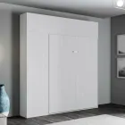 Pionowe składane łóżko podwójne z szafką ścienną i kolumną - Magicompare Viadurini