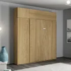 Pionowe składane łóżko podwójne z szafką ścienną i kolumną - Magicompare Viadurini