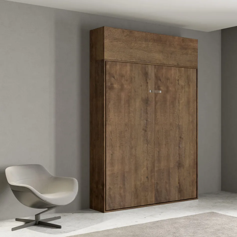 Pionowe składane łóżko podwójne ze ścianką - Magicompare Viadurini