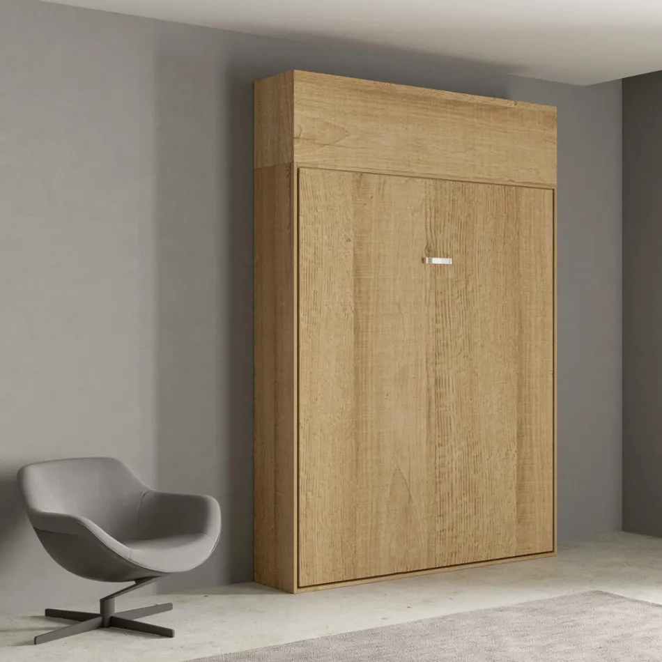 Pionowe składane łóżko podwójne ze ścianką - Magicompare Viadurini