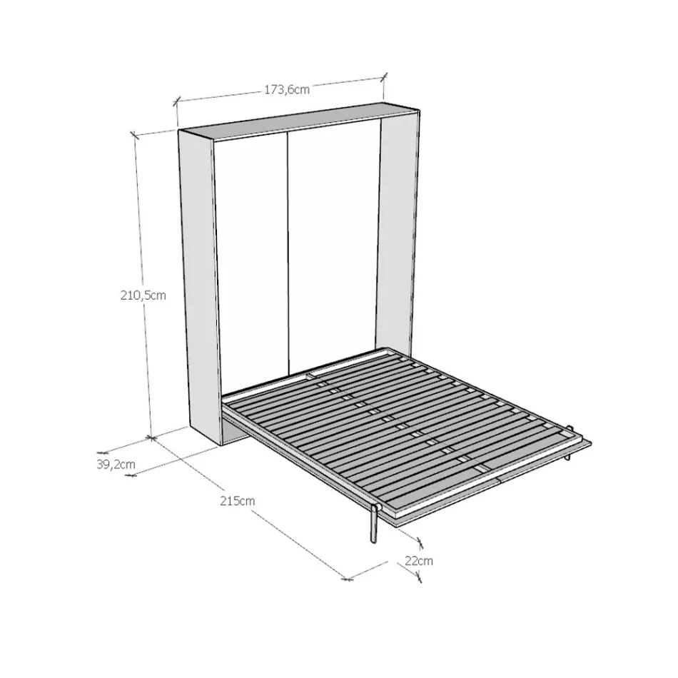 Pionowe składane łóżko podwójne w różnych wykończeniach - Magicompare Viadurini
