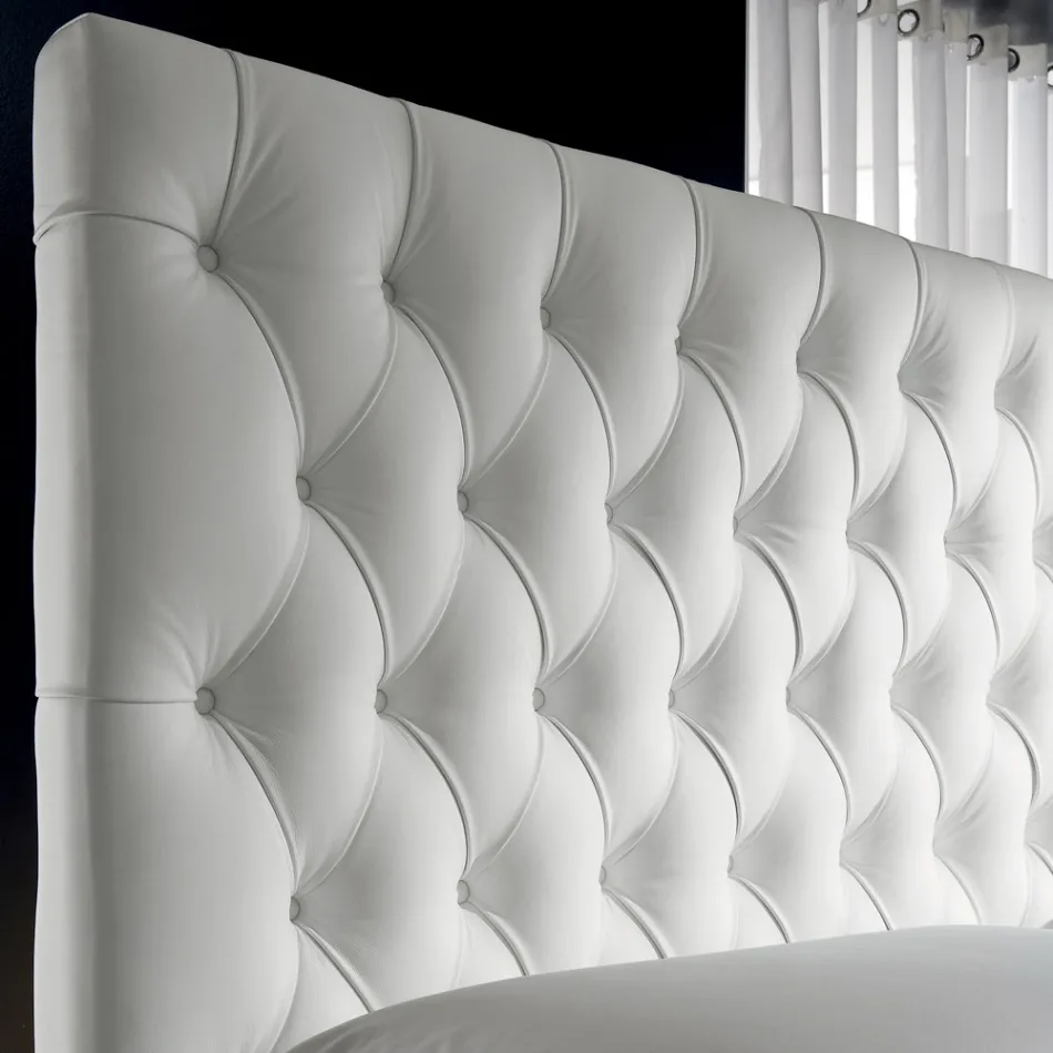 Łóżko podwójne Capitonné z opcjonalnym schowkiem Made in Italy - Sciocco Viadurini