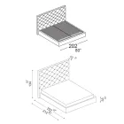Łóżko podwójne Capitonné z opcjonalnym schowkiem Made in Italy - Sciocco Viadurini