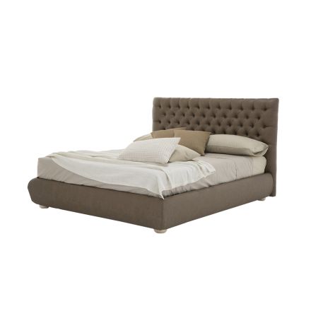Klasyczne łóżko podwójne z pudełkiem z tkaniny lub ekoskóry Made in Italy – Liban Viadurini