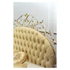 Klasyczne i wystawne łóżko podwójne z żelaza i skóry Made in Italy - Laki Viadurini