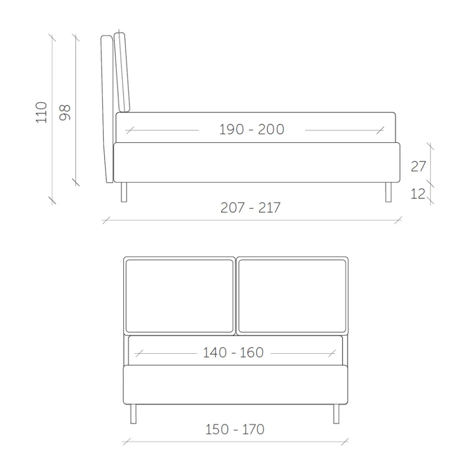 Podwójne łóżko ze schowkiem Made in Italy - Ernesta Viadurini