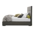 Podwójne łóżko z pudełkiem i zagłówkiem king size z tkaniny lub ekoskóry - Ponente Viadurini
