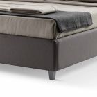 Podwójne łóżko z pudełkiem i gładkim zagłówkiem z tkaniny Made in Italy - Nives Viadurini